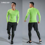 2019 Men's Running Sets Quick Dry 3pcs / sets Compression Sport Suits Basketball Tights Clothing Gym Fitness Jogging Sports