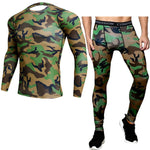 Men Compression sportswear Run Suits Clothes Sports Set Long t shirt And leggings Gym Fitness workout Tights clothing base layer