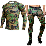 Men Compression sportswear Run Suits Clothes Sports Set Long t shirt And leggings Gym Fitness workout Tights clothing base layer