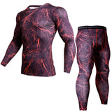 Men Compression sportswear Run Suits Clothes Sports Set Long t shirt And leggings Gym Fitness workout Tights clothing base layer