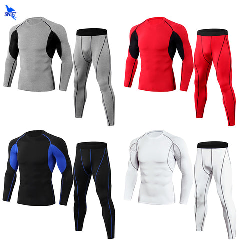 2019 Sports Suit Men Long Sleeve Running Sets Quick Dry Basketball Gym Jogging Suit Compression Yoga Fitness Tracksuit Clothing