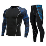 Men's Run Compression jogging Suits Clothes Sports Set Long t shirt And Pants Gym Fitness workout Tights clothing 2pcs/Sets