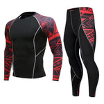 Men's Run Compression jogging Suits Clothes Sports Set Long t shirt And Pants Gym Fitness workout Tights clothing 2pcs/Sets