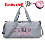 The latest design sequins PINK letter fitness bag dry and wet separation sports bag shoulder Messenger bag couple handbag travel