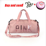 The latest design sequins PINK letter fitness bag dry and wet separation sports bag shoulder Messenger bag couple handbag travel