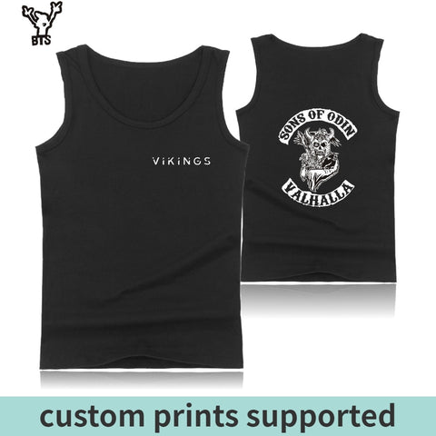 kpop SONS OF ODIN VALHALLA Bodybuilding Tank Tops Men Black O-Neck Tank Top Mens Hip Hop Vikings Casual Work Out Summer Vest 4XL
