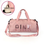 2019 Newest Design Sequins PINK Letters Gym Fitness Sports Bag Shoulder Crossbody Bag Women Tote Handbag Travel Duffel Bolsa