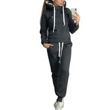 Winter Sports Suits Plus Velvet Hoodies Coat Lace Up Pants Fleece Women Running Sportswear Warm Tracksuit Thicken Clothing