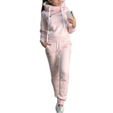 Winter Sports Suits Plus Velvet Hoodies Coat Lace Up Pants Fleece Women Running Sportswear Warm Tracksuit Thicken Clothing