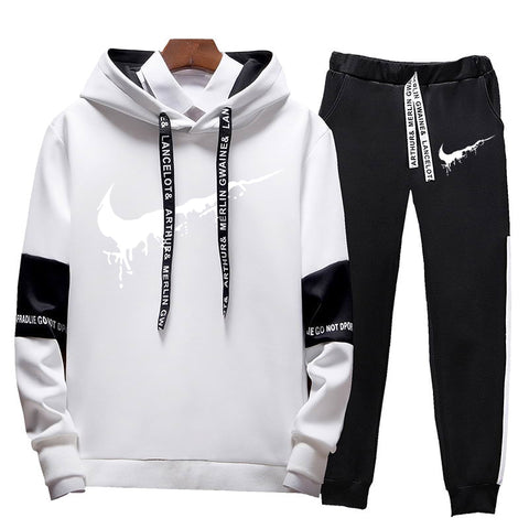 2019Spring and Autumn Men's Brand Clothing Casual Sweatshirt Set Men's Sportswear Hoodie Two-piece Running Jogging Sports Set