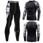 Men's Compression Thermal Underwear Warm Underlayer Long Sleeve Warm Knitwear Fleece Trousers Clothing Men's MMA Sports Tights