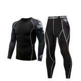 Men Compression Clothing Thermal Underwear Set Men's Winter Sports Suits Base Layer Long Sleeves t-shirt tights Rash gard Male