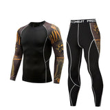 Men Compression Clothing Thermal Underwear Set Men's Winter Sports Suits Base Layer Long Sleeves t-shirt tights Rash gard Male