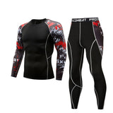 Men Compression Clothing Thermal Underwear Set Men's Winter Sports Suits Base Layer Long Sleeves t-shirt tights Rash gard Male