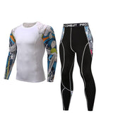 Men Compression Clothing Thermal Underwear Set Men's Winter Sports Suits Base Layer Long Sleeves t-shirt tights Rash gard Male