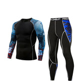 Men Compression Clothing Thermal Underwear Set Men's Winter Sports Suits Base Layer Long Sleeves t-shirt tights Rash gard Male