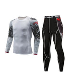 Men Compression Clothing Thermal Underwear Set Men's Winter Sports Suits Base Layer Long Sleeves t-shirt tights Rash gard Male