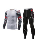 Men Compression Clothing Thermal Underwear Set Men's Winter Sports Suits Base Layer Long Sleeves t-shirt tights Rash gard Male