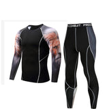 Men Compression Clothing Thermal Underwear Set Men's Winter Sports Suits Base Layer Long Sleeves t-shirt tights Rash gard Male