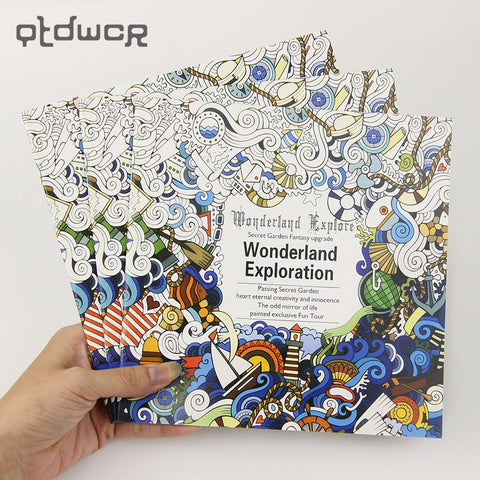 24 Pages New Wonderland Exploration Flower Black and White DIY Coloring Book Painting Graffiti Book Relieve Stress Art Book