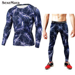 Men's sports suit Compression Run jogging Sportswear Sports Sets Long sleeves t-shirt/leggings male Gym Fitness Tight clothing