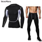 Men's sports suit Compression Run jogging Sportswear Sports Sets Long sleeves t-shirt/leggings male Gym Fitness Tight clothing