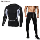 Men's sports suit Compression Run jogging Sportswear Sports Sets Long sleeves t-shirt/leggings male Gym Fitness Tight clothing