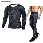 Men's sports suit Compression Run jogging Sportswear Sports Sets Long sleeves t-shirt/leggings male Gym Fitness Tight clothing