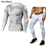 Men's sports suit Compression Run jogging Sportswear Sports Sets Long sleeves t-shirt/leggings male Gym Fitness Tight clothing