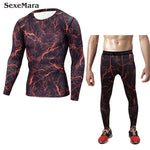 Men's sports suit Compression Run jogging Sportswear Sports Sets Long sleeves t-shirt/leggings male Gym Fitness Tight clothing