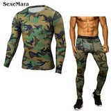 Men's sports suit Compression Run jogging Sportswear Sports Sets Long sleeves t-shirt/leggings male Gym Fitness Tight clothing