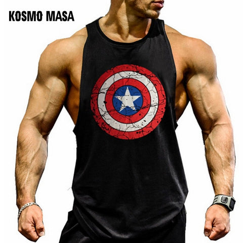 KOSMO MASA Skull Mens Tank Tops Shirt Bodybuilding Fitness Singlet Workout Tank Top Cotton Sleeveless Muscle Vest for Men MC0334