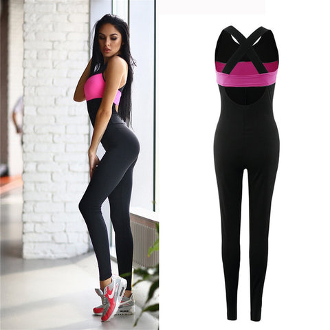 Sport Suit Women Jumpsuits Running Yoga Backless Gym Running Sets Sportswear Leggings Tight Tracksuit Workout Sports Clothing