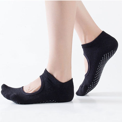 Hot Sale New 1pair Wear-resisting Backless Antibacterial Ankle Yoga Socks Cotton Anti-slip Ballet Pilates Dacing Barre Sock