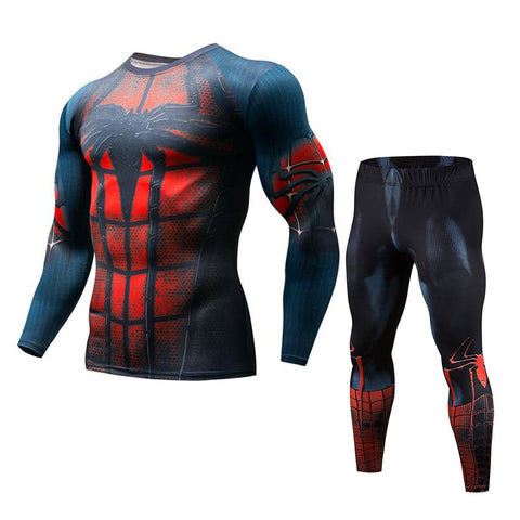 Men's sports suit Fitness Running Sets Clothing Spiderman Tracksuit Set Captain America Sportswear 3D Print Full Compression