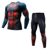 Men's sports suit Fitness Running Sets Clothing Spiderman Tracksuit Set Captain America Sportswear 3D Print Full Compression