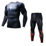 Men's sports suit Fitness Running Sets Clothing Spiderman Tracksuit Set Captain America Sportswear 3D Print Full Compression