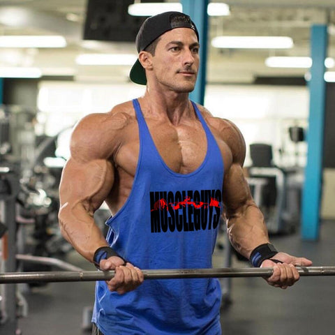 Brand Fitness Clothing Bodybuilding Stringer Tank Top Men Cotton Curved hem Y Back Sleeveless shirt Workout Vest gyms Singlets