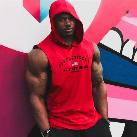 Muscleguys gyms vest Mens Cotton Hoodie Sweatshirts fitness clothes bodybuilding tank top men Sleeveless Tees Shirt tanktops